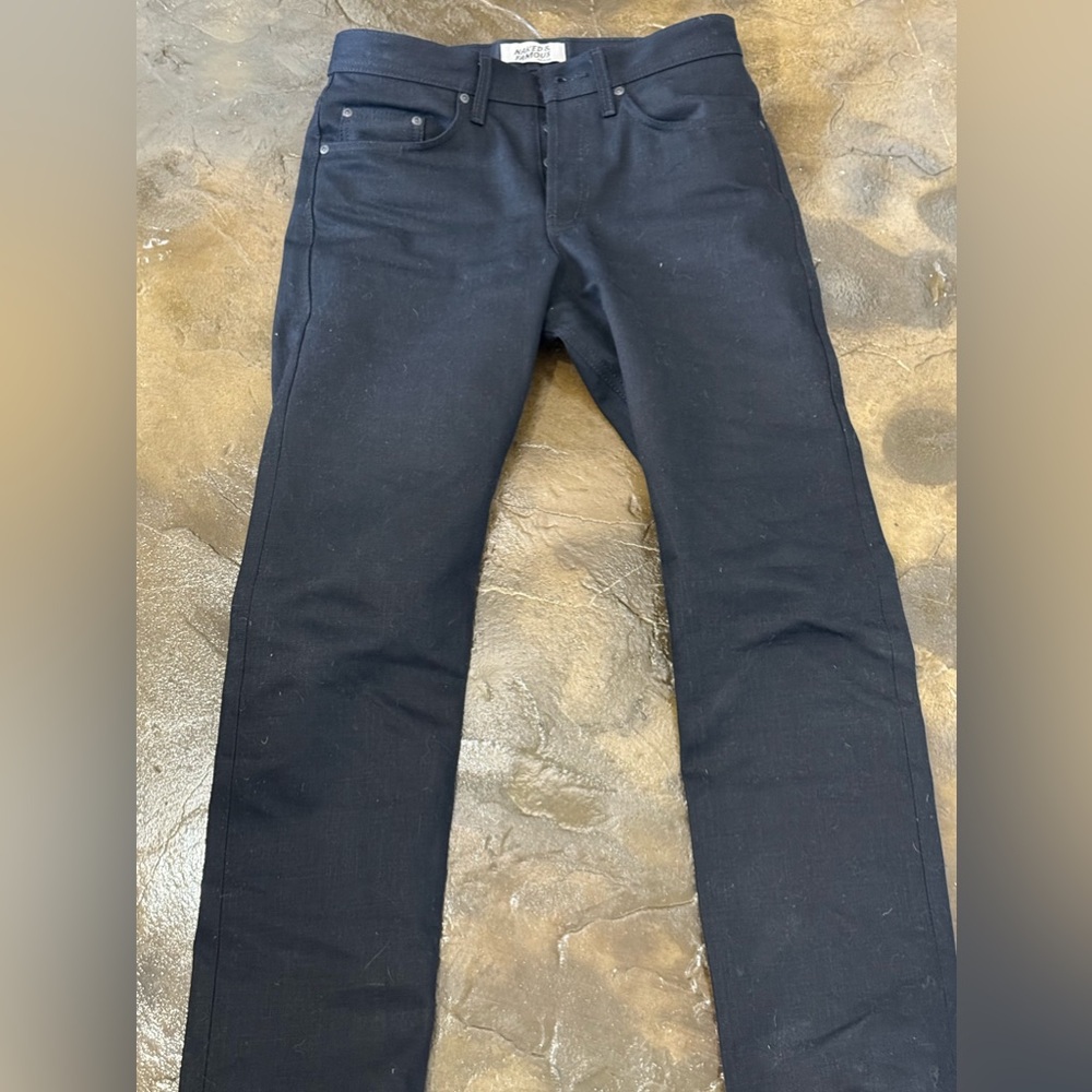 Naked and Famous Solid Black Selvedge, 30x31 WORN ONCE